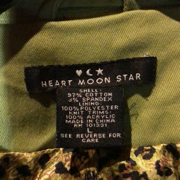 Heart Moon Star Vibrant Green Peacoat Large - Picture 3 of 11